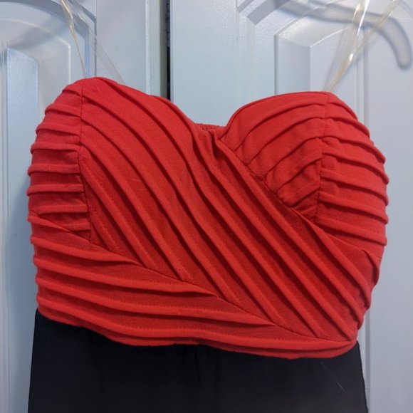 Guess Red Black Strapless High Low Evening Prom Formal Dress - Picture 2 of 8